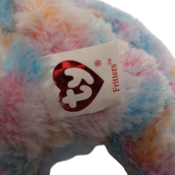 Ty Beanie Baby Of The Month Fritters Bunny Plush Toy Multicolor 2004 NEW - Picture 9 of 11